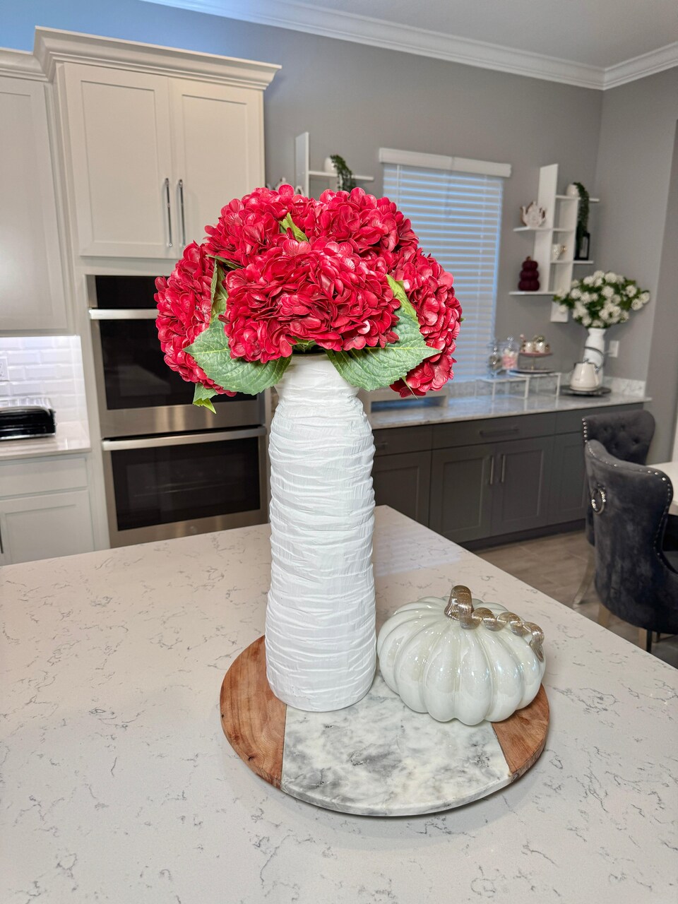 Ariane Real Touch Hydrangea Red Burgundy Artificial Flower Stems Set of 3